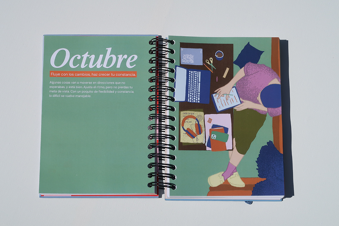 Diseño de habit trackers y retos emocionales ilustrados
